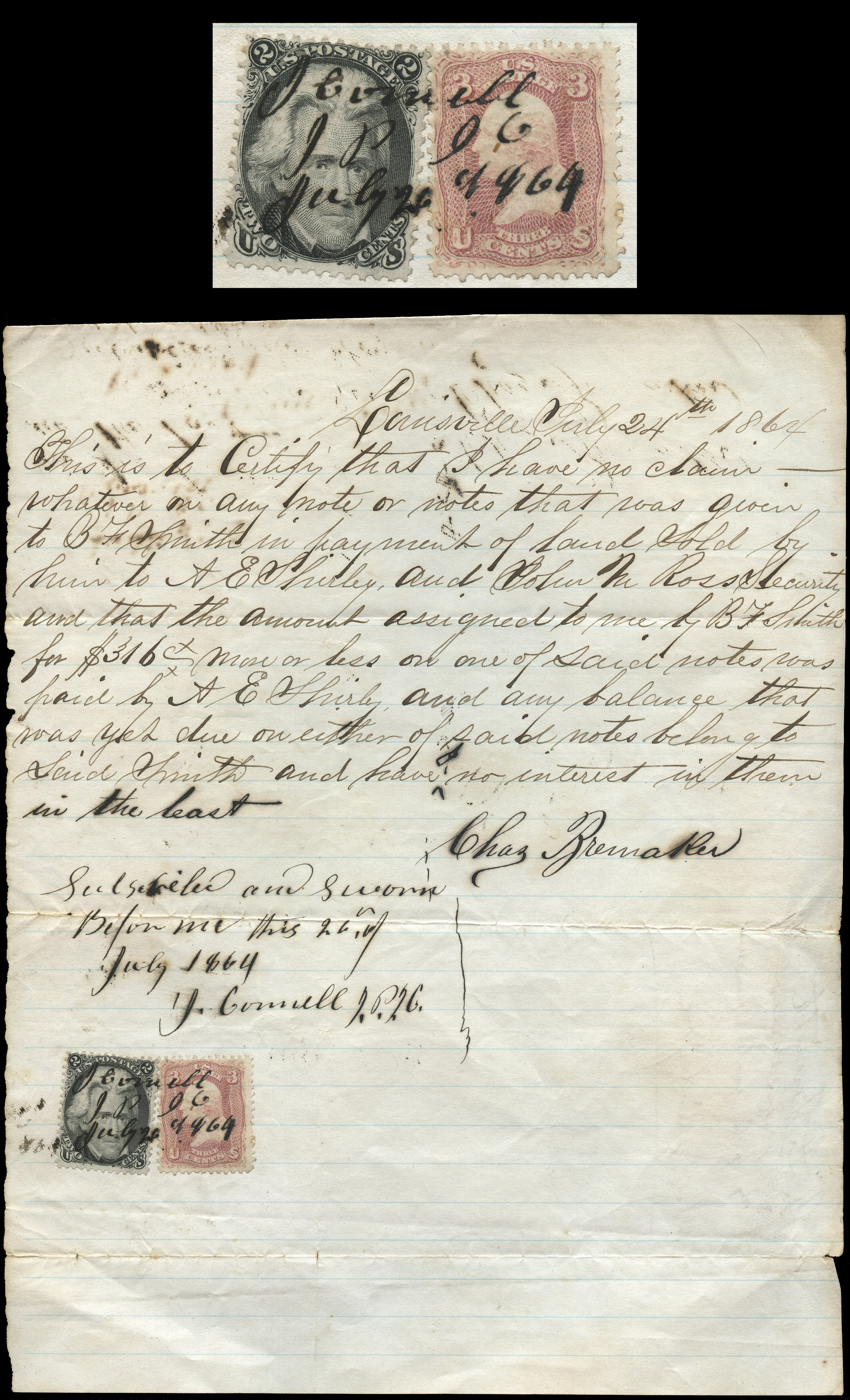73 - 2c Jackson, black, perf. 12 - U.S. Civil War Revenue Stamps ...