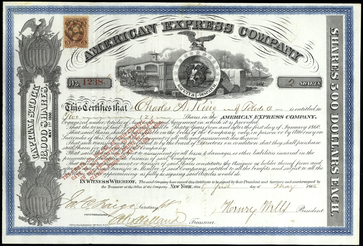 Wells Fargo stock certificate pays big dividends at Holabird sale