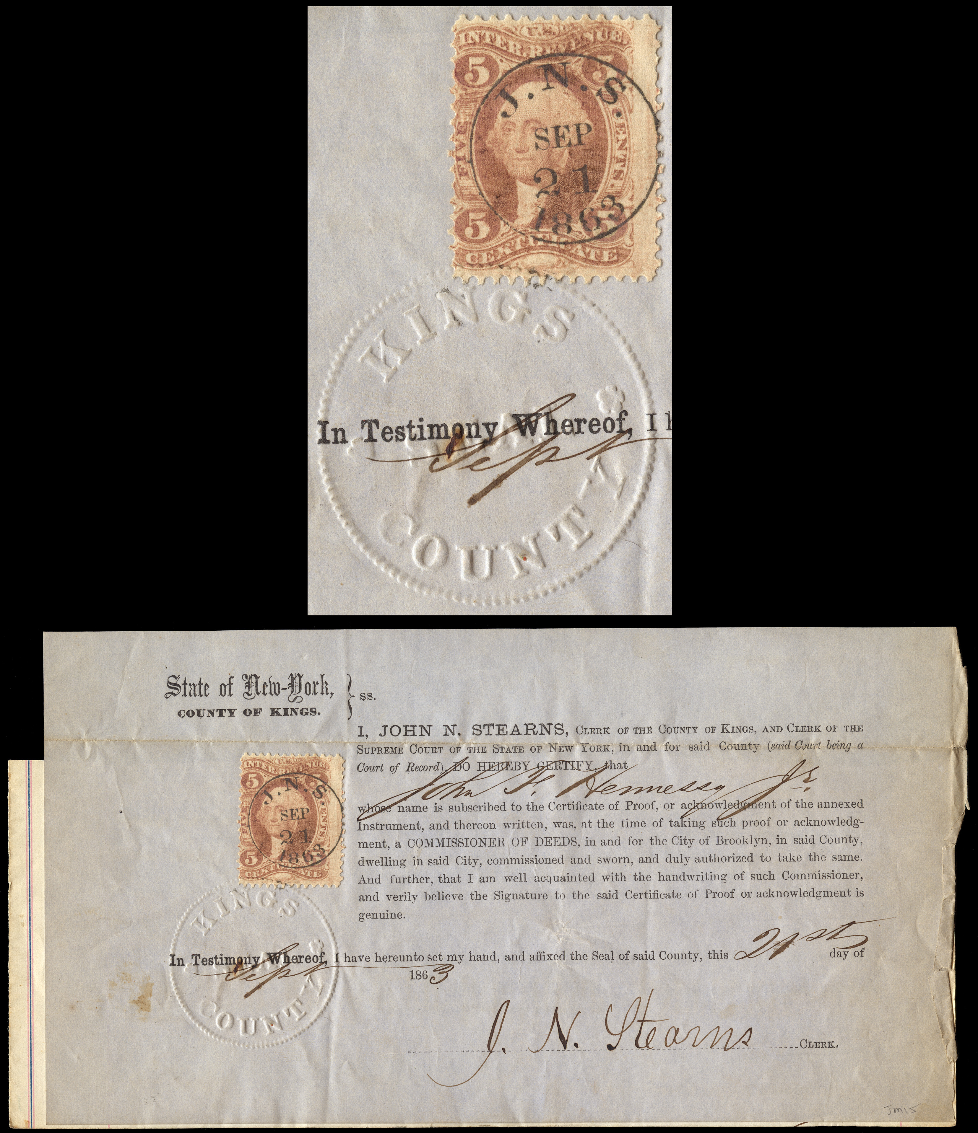 R24c - 5c Certificate, red, perforated - U.S. Civil War Revenue Stamps ...